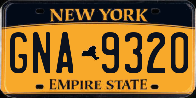 NY license plate GNA9320