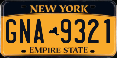 NY license plate GNA9321