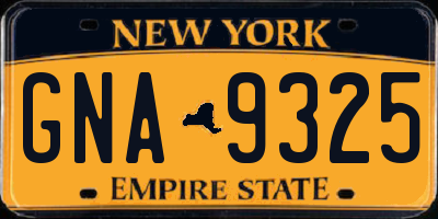 NY license plate GNA9325