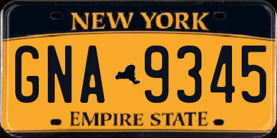 NY license plate GNA9345