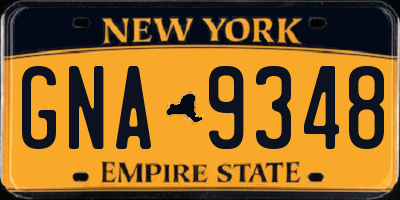 NY license plate GNA9348