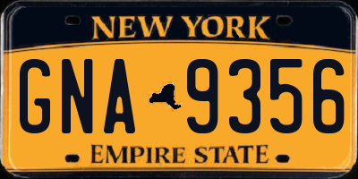 NY license plate GNA9356