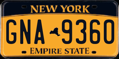 NY license plate GNA9360