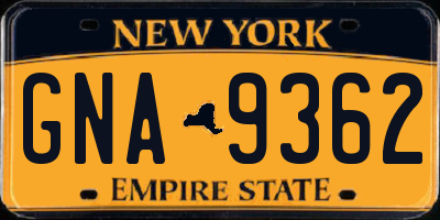 NY license plate GNA9362