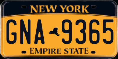 NY license plate GNA9365