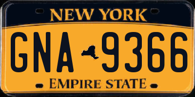 NY license plate GNA9366