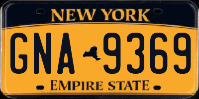 NY license plate GNA9369