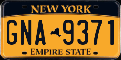 NY license plate GNA9371
