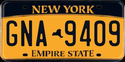NY license plate GNA9409