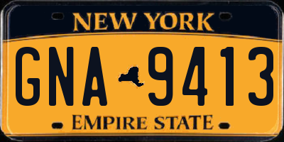 NY license plate GNA9413