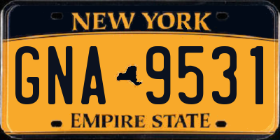 NY license plate GNA9531