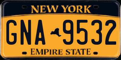 NY license plate GNA9532