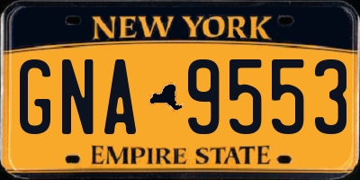 NY license plate GNA9553