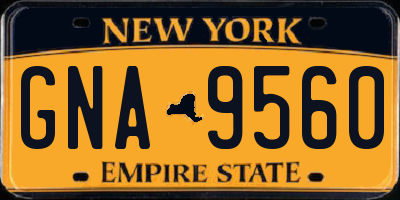 NY license plate GNA9560