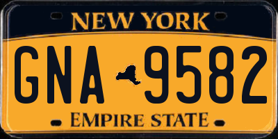 NY license plate GNA9582