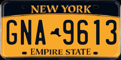 NY license plate GNA9613