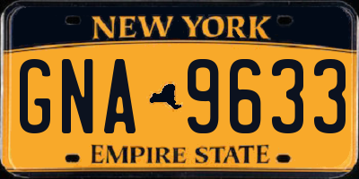 NY license plate GNA9633