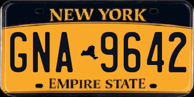 NY license plate GNA9642