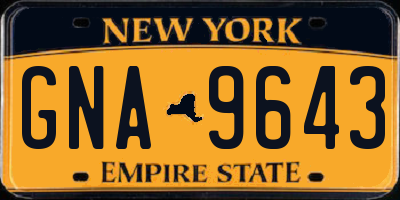 NY license plate GNA9643