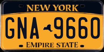 NY license plate GNA9660