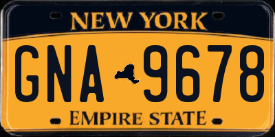 NY license plate GNA9678