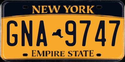NY license plate GNA9747