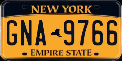 NY license plate GNA9766