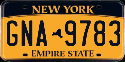NY license plate GNA9783