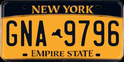 NY license plate GNA9796