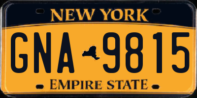NY license plate GNA9815