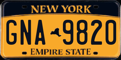 NY license plate GNA9820