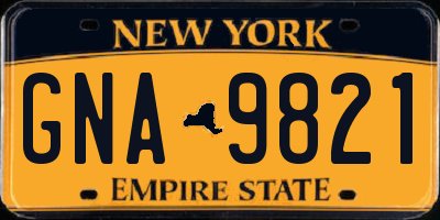 NY license plate GNA9821
