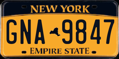 NY license plate GNA9847