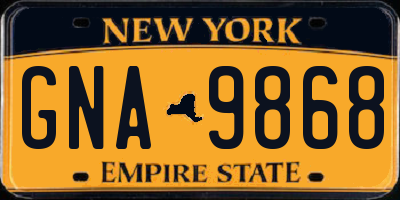 NY license plate GNA9868