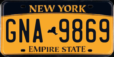 NY license plate GNA9869