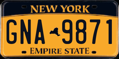 NY license plate GNA9871