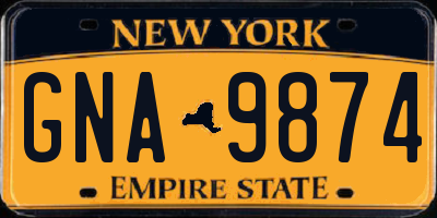 NY license plate GNA9874