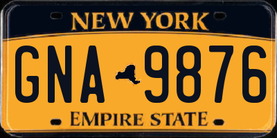 NY license plate GNA9876