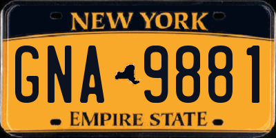 NY license plate GNA9881