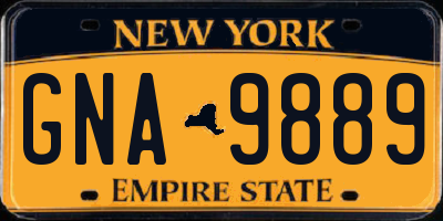 NY license plate GNA9889