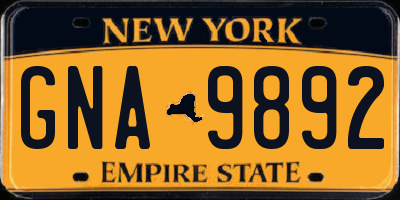 NY license plate GNA9892