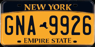 NY license plate GNA9926