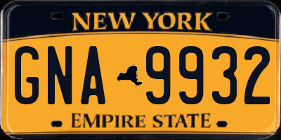 NY license plate GNA9932