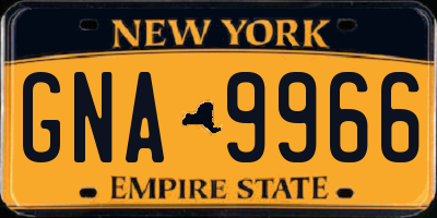 NY license plate GNA9966