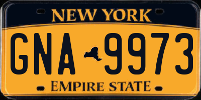NY license plate GNA9973