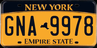 NY license plate GNA9978
