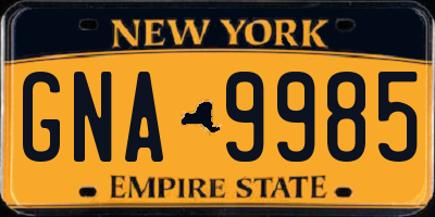 NY license plate GNA9985