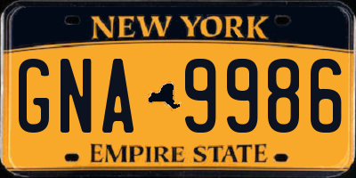 NY license plate GNA9986