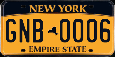 NY license plate GNB0006