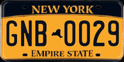 NY license plate GNB0029